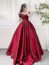 Elegant A-Line Off-Shoulder Burgundy Prom Dress, Long Formal Evening Gown